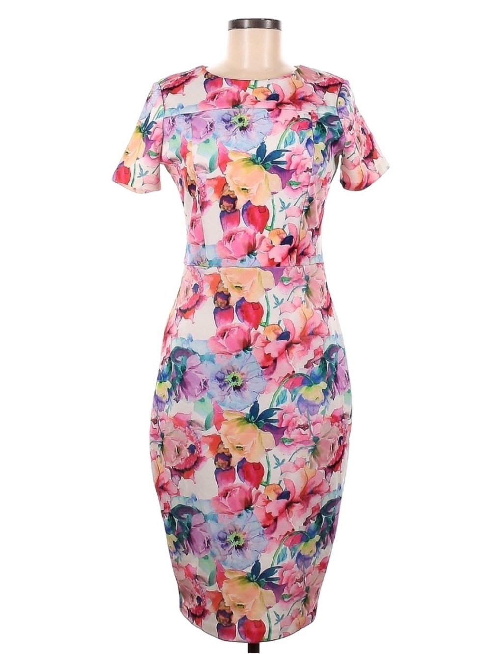 Alexia Admor Pink Multi Floral Sheath Midi Dress